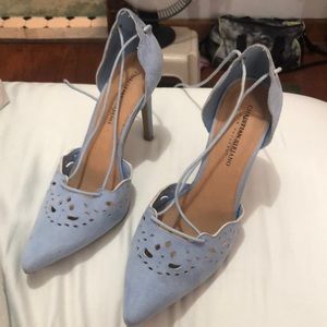 Christian Siriano pale blue heels